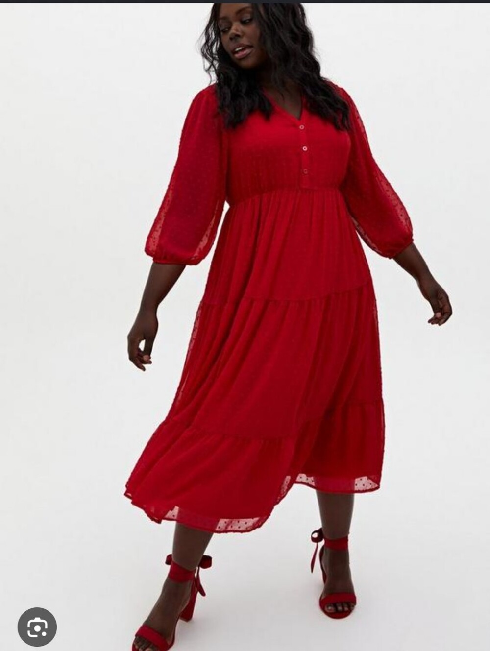TORRID Red MAXI Dress with Puff‎ Sleeves - Picture 2 of 11